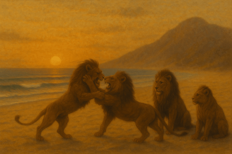Lions on the beach